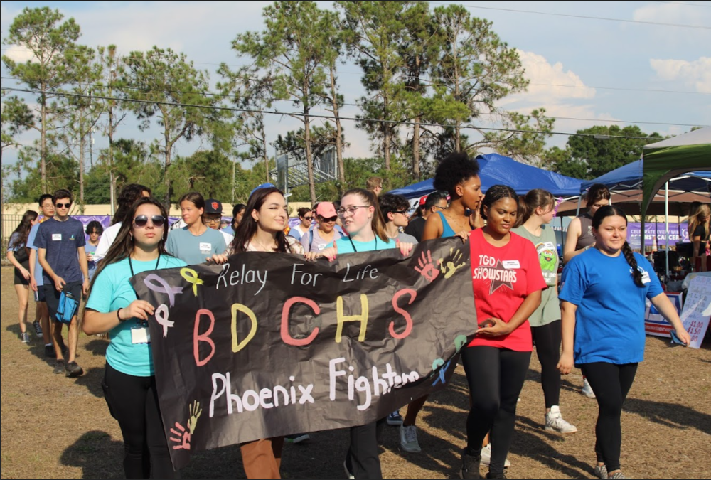 BDCHS students lead their group in the relay for life